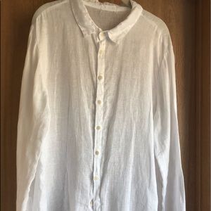CP SHADES WHITE LINEN BUTTON DOWN BLOUSE W COLLAR